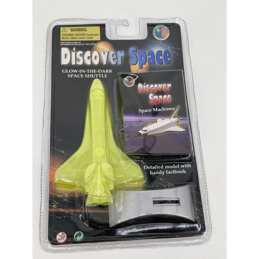 Vintage 1998 Silver Corn Discover Space Glow In The Dark Space Shuttle Toy Set